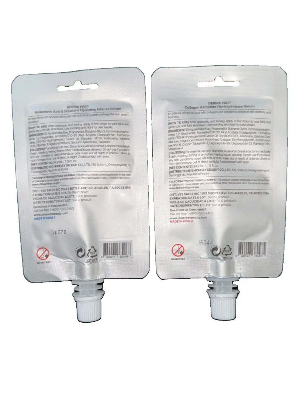 Derma Prep Hydrating & Firming Serum Duo Hyaluronic & Collagen 1.18oz 2pk